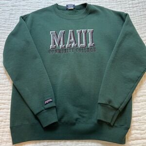 Vintage Embroidered Maui Community College Crewneck Sweatshirt Mens L Green